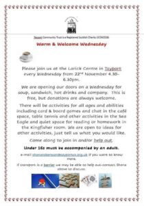 A flyer describing our Warm and Welcome Wednesday group.